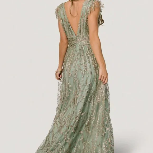 Baltic Born Arlene Shimmer Gown | Sage + Gold Size SS - Picture 5 of 5
